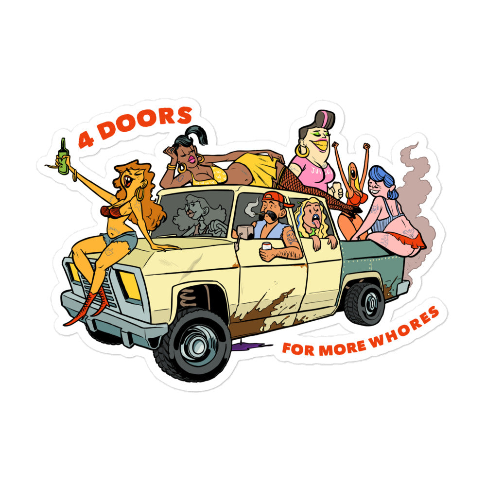 4 Doors For More Whores Sticker