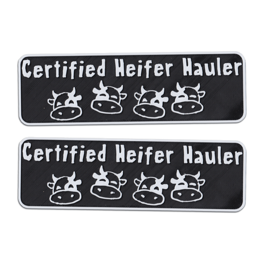 2 Certified Heifer Hauler Emblems