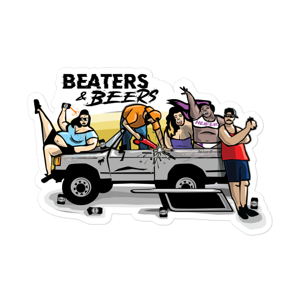 Beaters & Beers Sticker - backyardbroncos